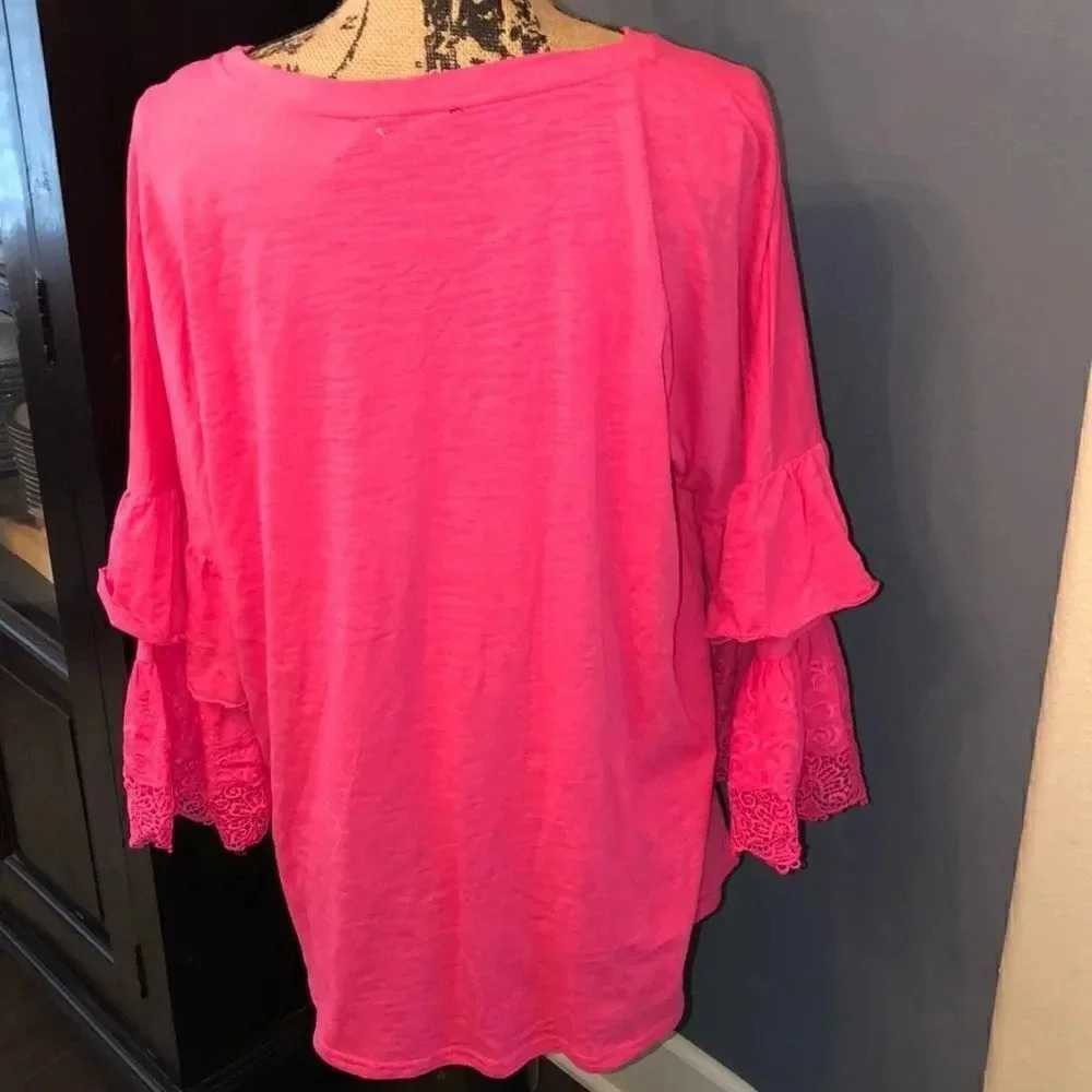 Pink Ruffle Sleeve Women's Top - Picture 2 of 2